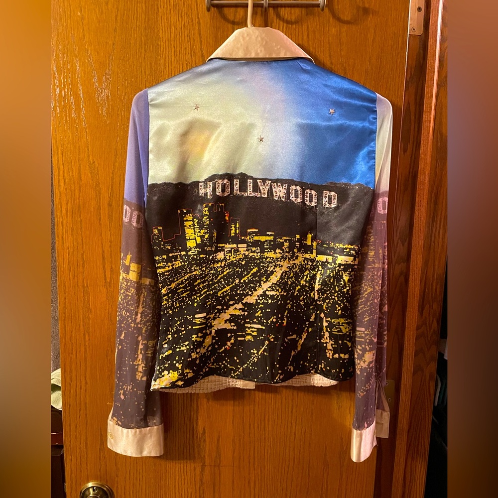 Western Show Shirt with sheer sleeves, Size Small